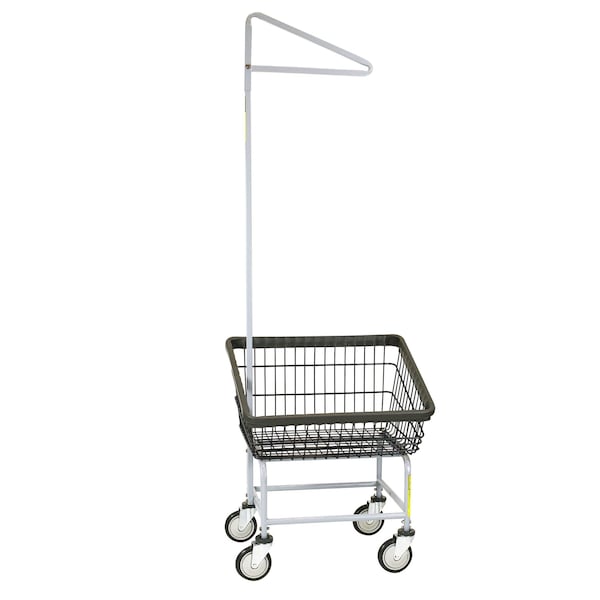 R&B Wire Products Dura-Seven Front Load Wire Laundry Cart with Single Pole Rack 100T91/D7 - main